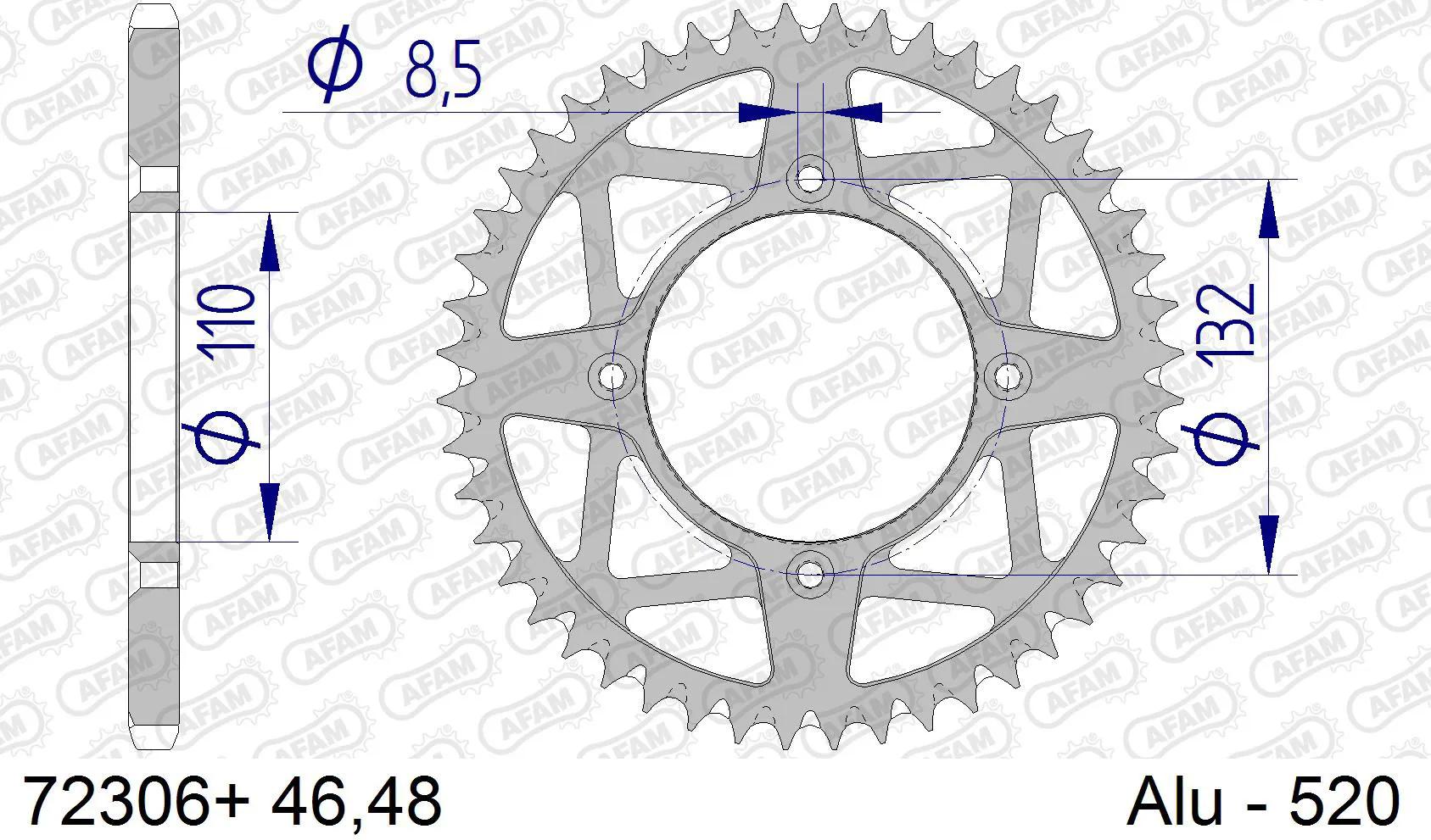 Afam chain wheel 520 48z alu anthrazite