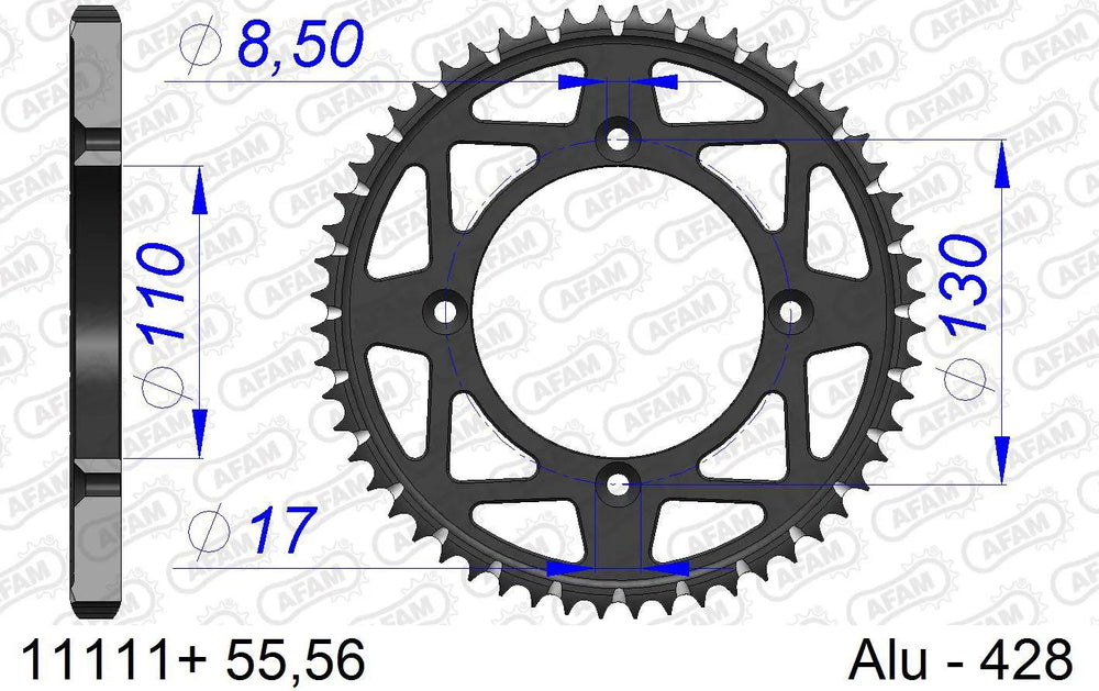 Afam chain wheel 428 55z alu black