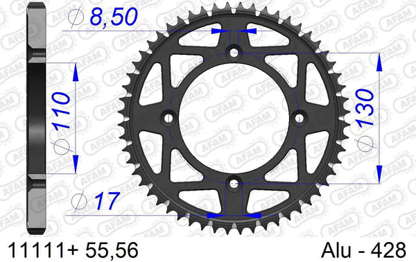 Afam chain wheel 428 55z alu black