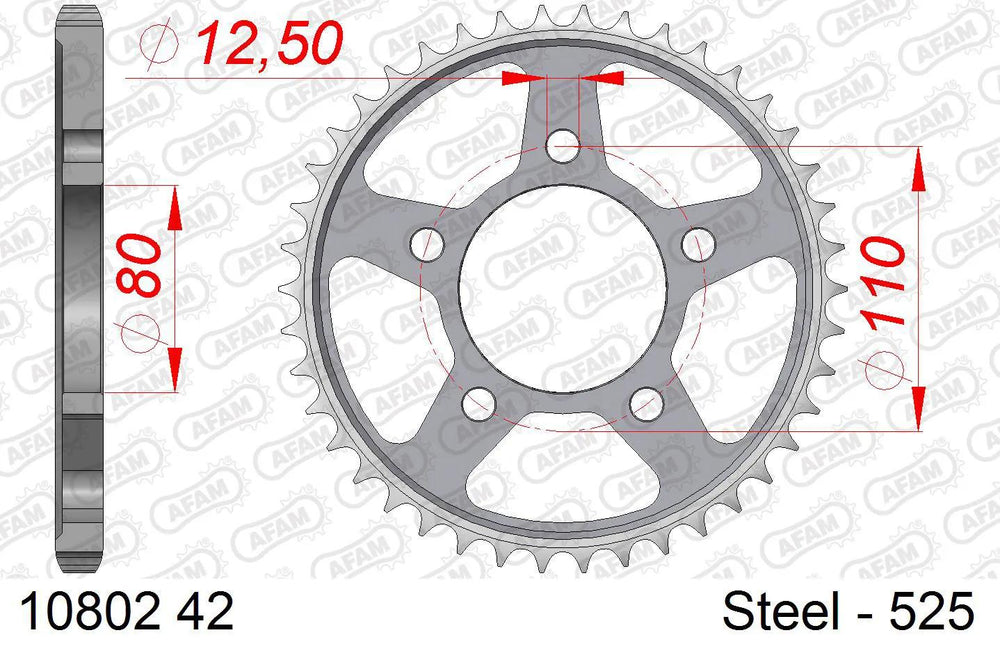 Afam chain wheel 525 42z steel black
