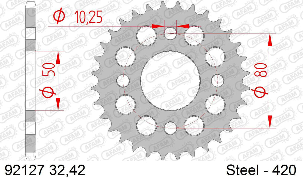 Afam chain wheel 420 42z steel silver