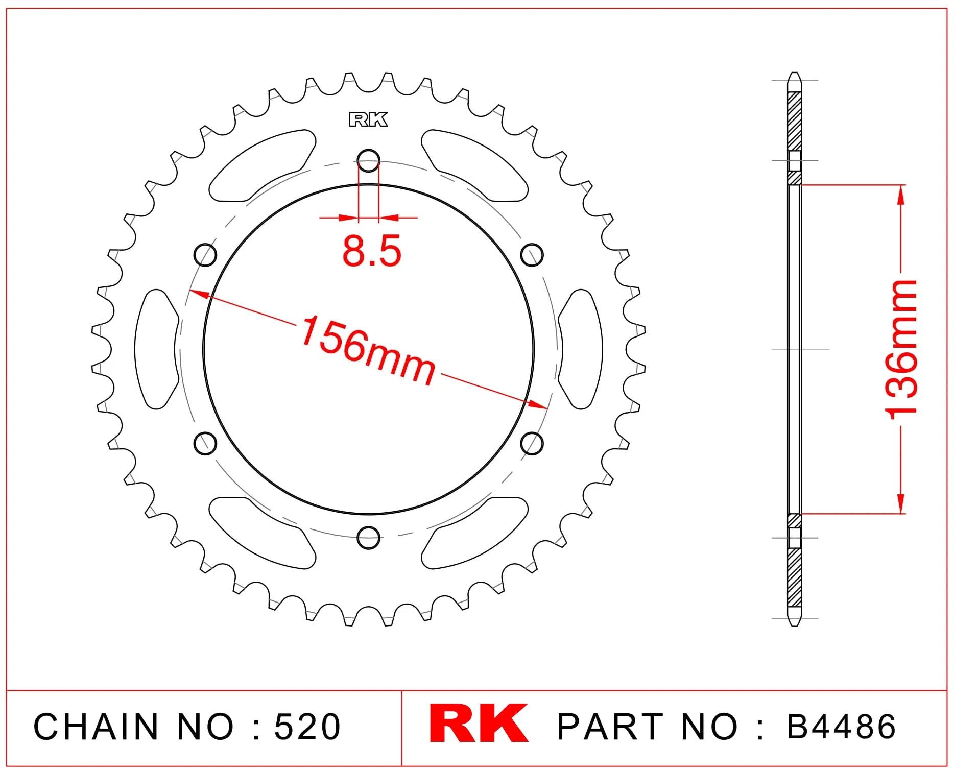 Rk chain wheel 520 46z steel silver