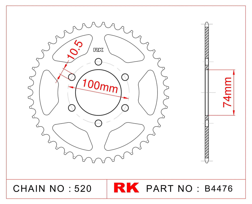 Rk chain wheel 520 46z steel silver