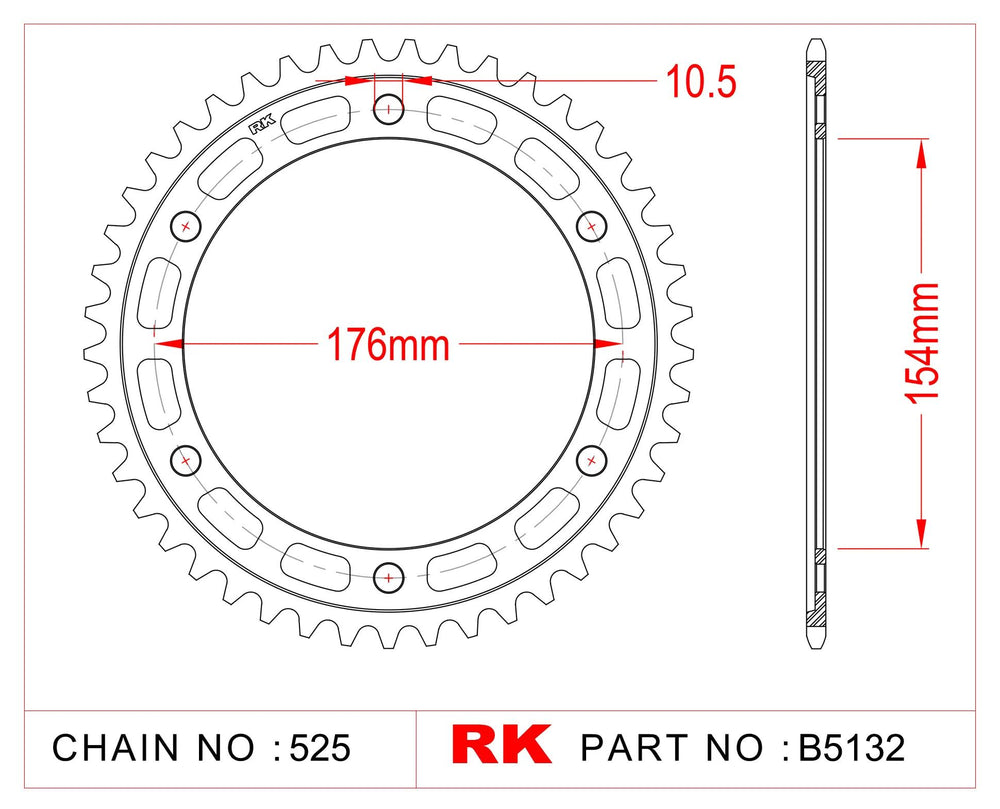 Rk chain wheel 525 44z steel black
