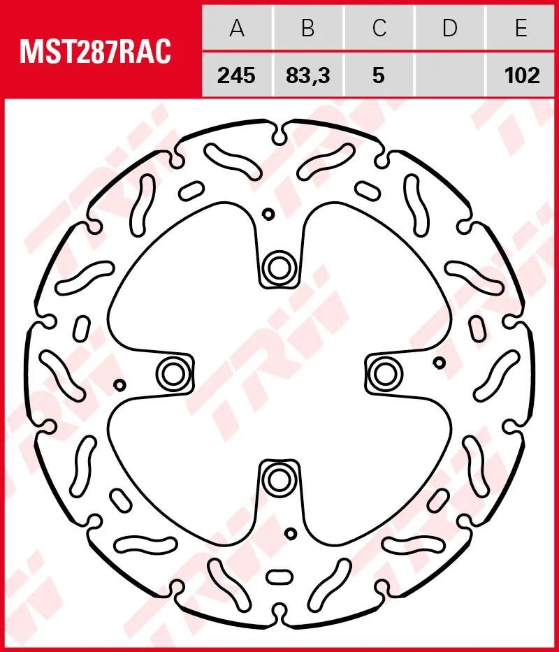 Trw remschijf mst287rac rotor mst287rac rigid