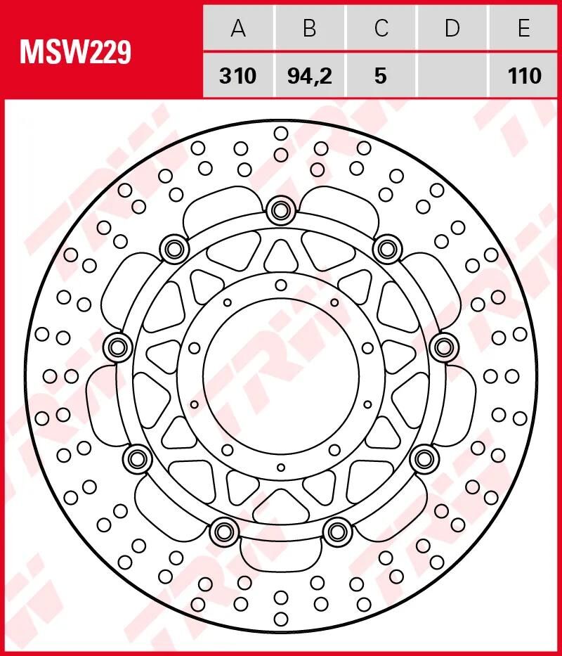 Trw remschijf msw229 rotor msw229 floating