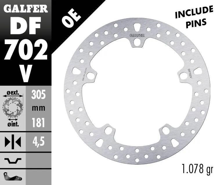Galfer bremsscheibe df702 rotor df702 type v rigid