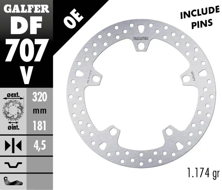 Galfer bremsscheibe df707 rotor galfet df707 type v rigid