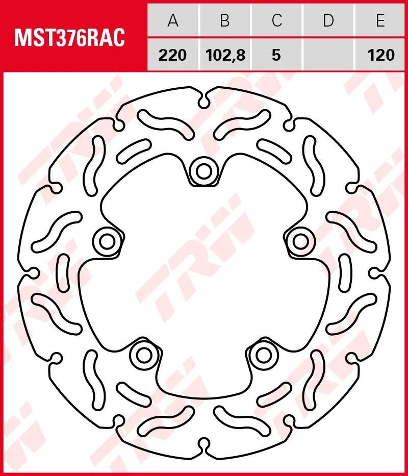 Trw remschijf mst376rac rotor mst376rac rigid