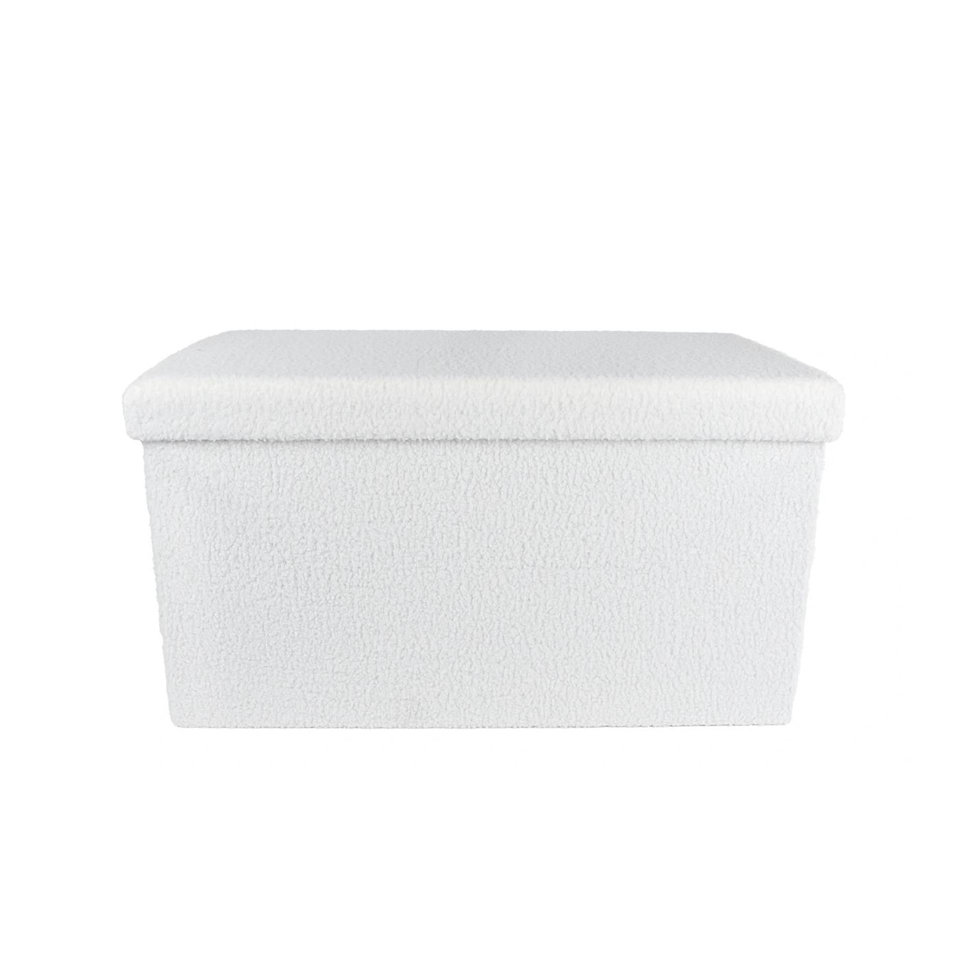 Opbergbank rinske inklapbaar creme hout bouclé 70x38x38cm