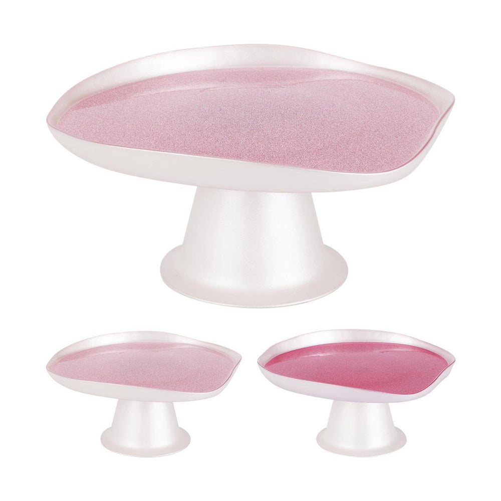 Home styling taartplateau 21cm 2 assorti glitter roze donkerroze