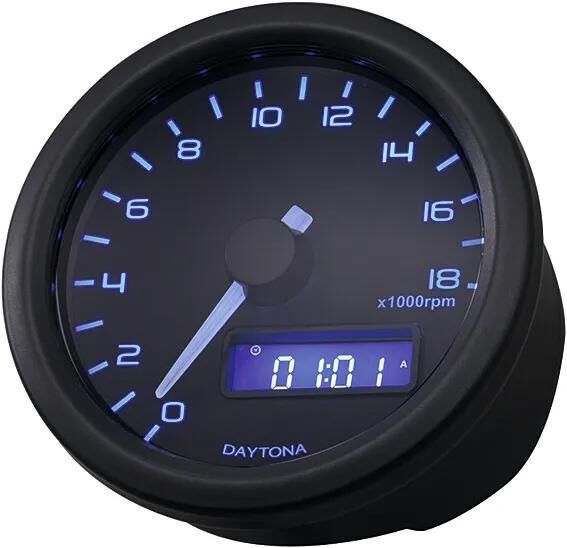 Daytona toerenteller velona 60 dark speed meter velona dark, blue led 18,000 rpm