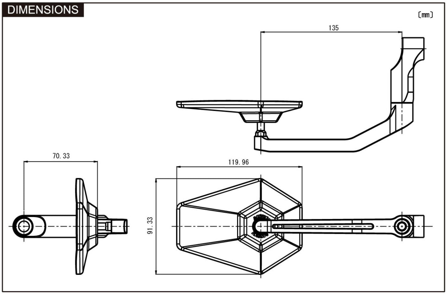Daytona spiegel d-mirror-4 mirrors hexagon aluminum std sw e-mark