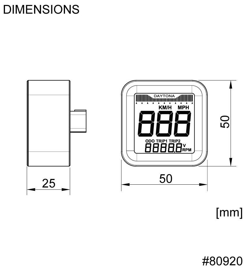 Daytona cube snelheidsmeter speedometer cube m speed alu sw
