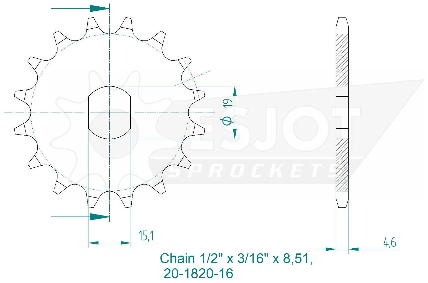 Esjot aandrijfrondsel 1820 sprocket 461 17z standard