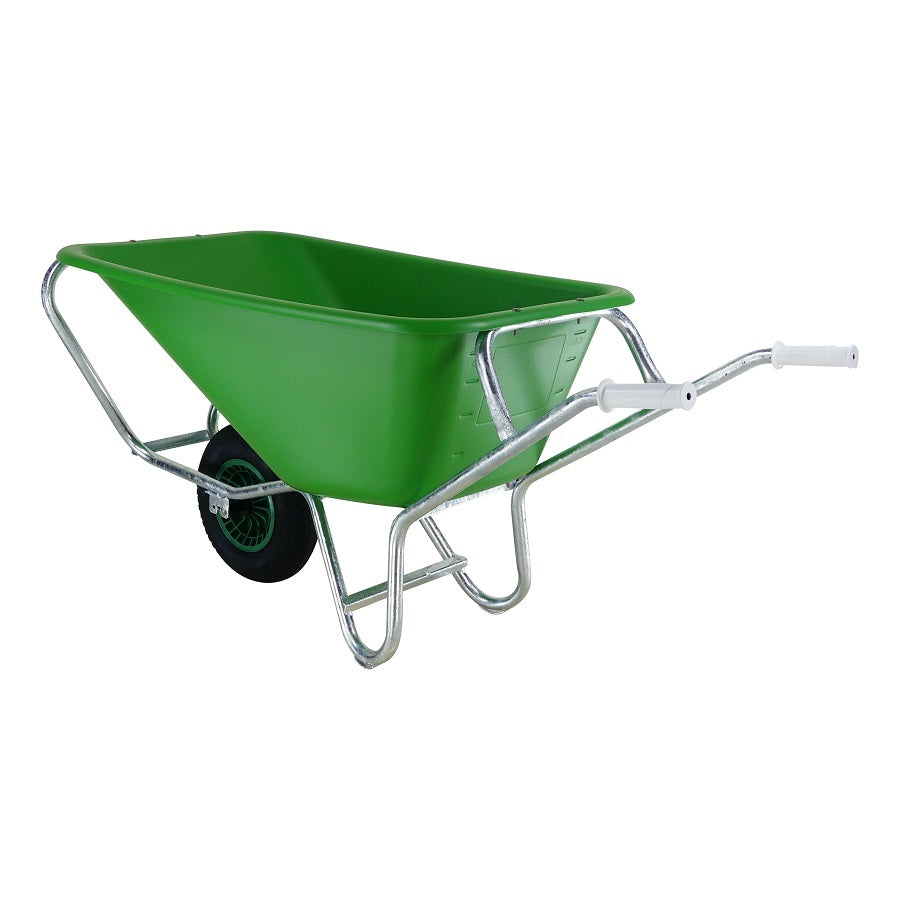 Fort producten kruiwagen f s 165l groen hdpe bak verzinkt onderstel