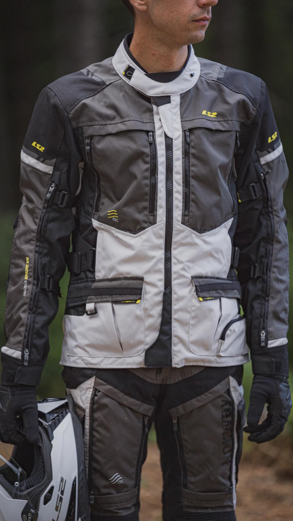 Ls2 jacke norway jacket norway man black gray yellow l