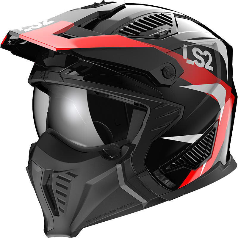 Ls2 modulaire helm of606 drifter triality helmet of606 drifter triality xs black red