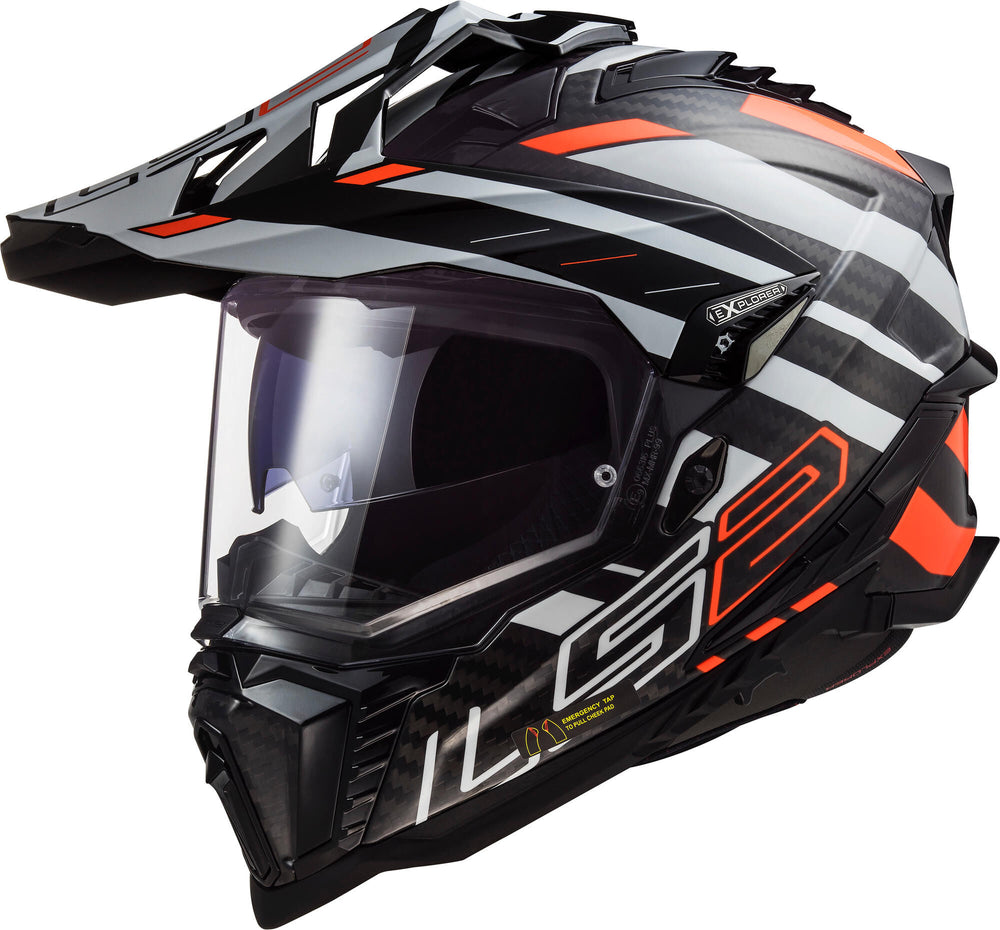 Ls2 endurohelm mx701 explorer carbon edge helmet explorer edge carbon bw ws or gr. l