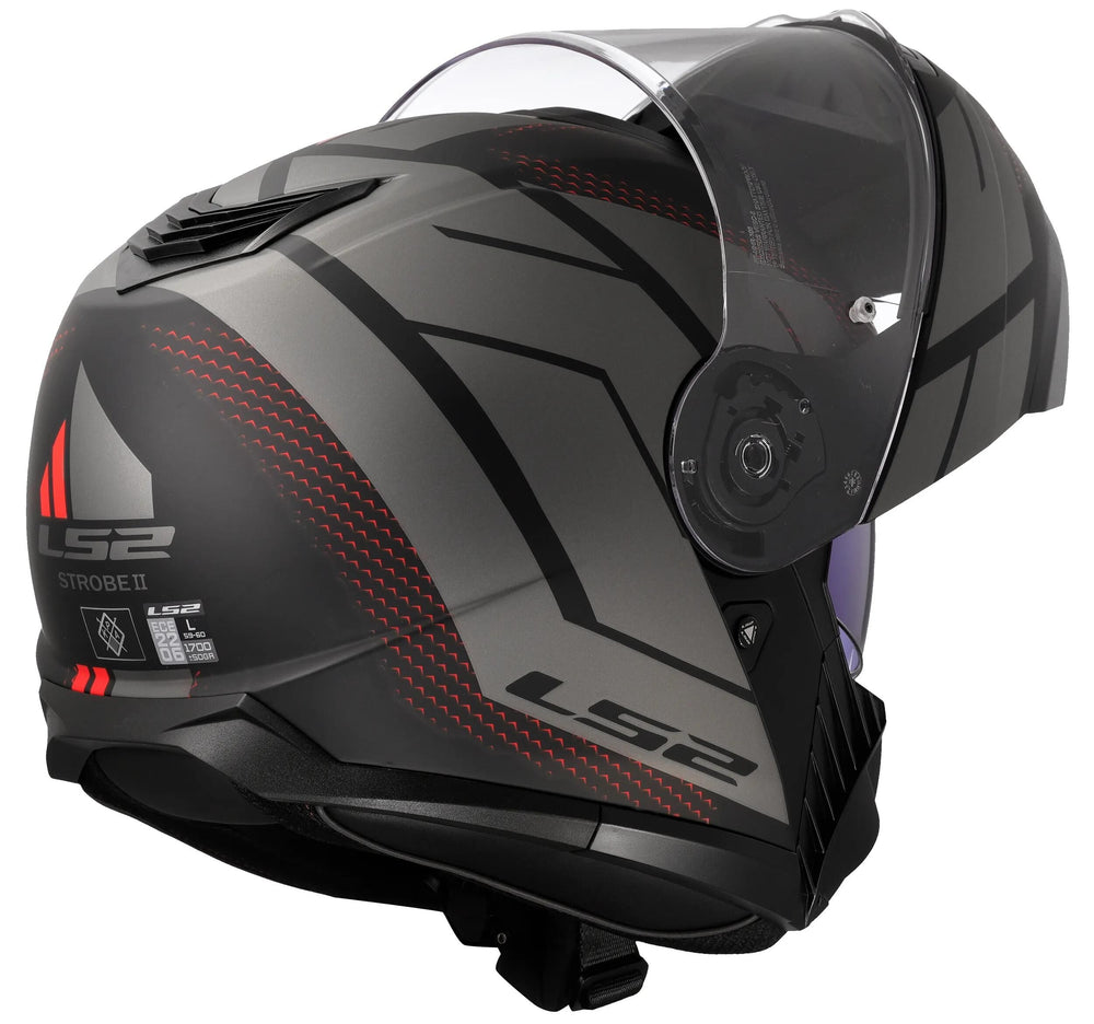 Ls2 klapphelm ff908 strobe ii code helmet strobe ii ff90 code black grey matt xl
