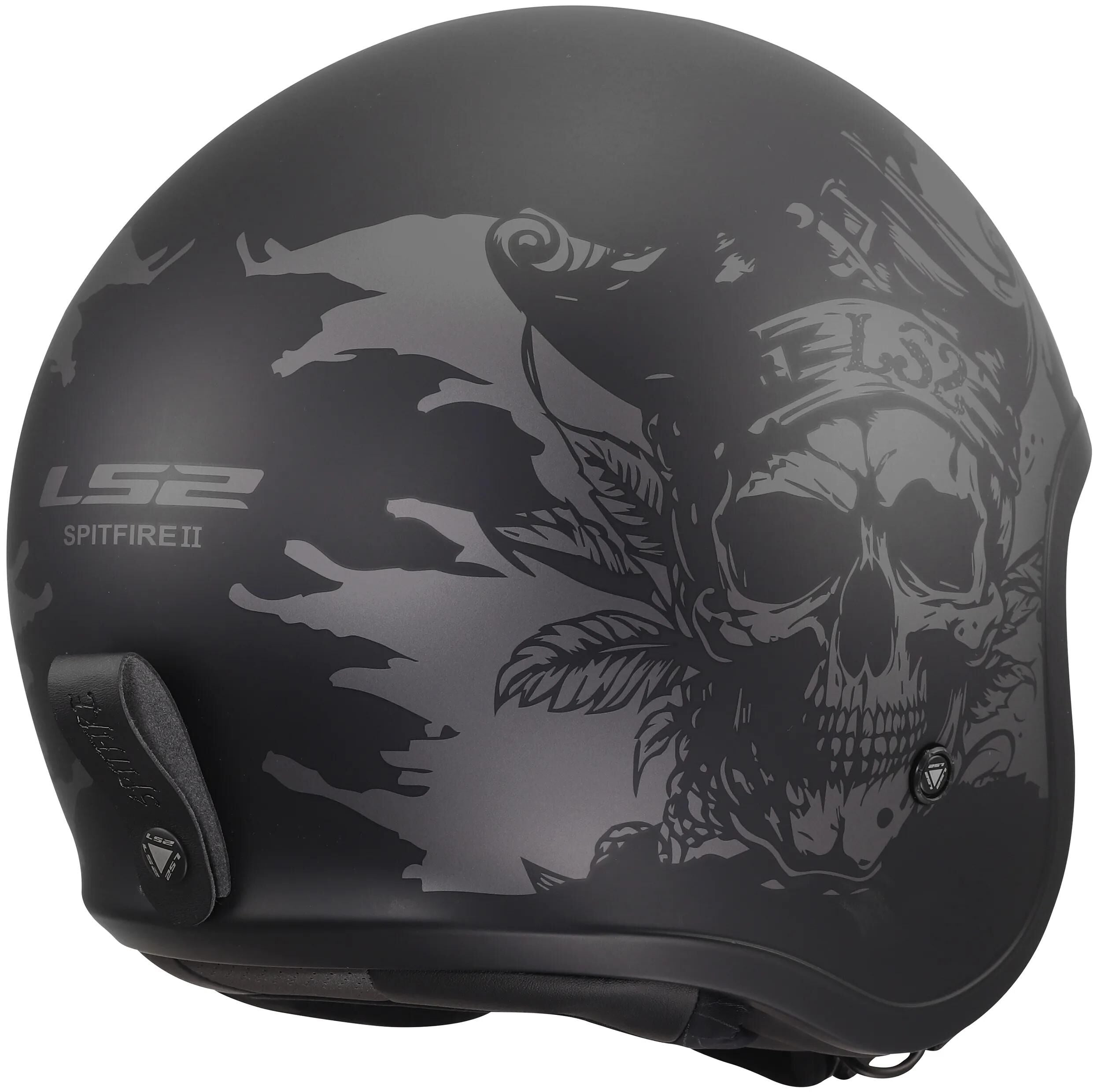 Ls2 jethelm of599 spitfire ii willy helmet of599 spitfire ii willy black grey m