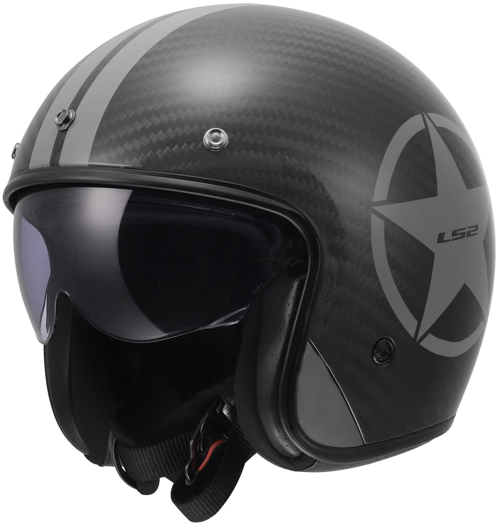Ls2 jethelm of601 bob ii carbon star helmet of601 bob ii carbon star gray gr. s