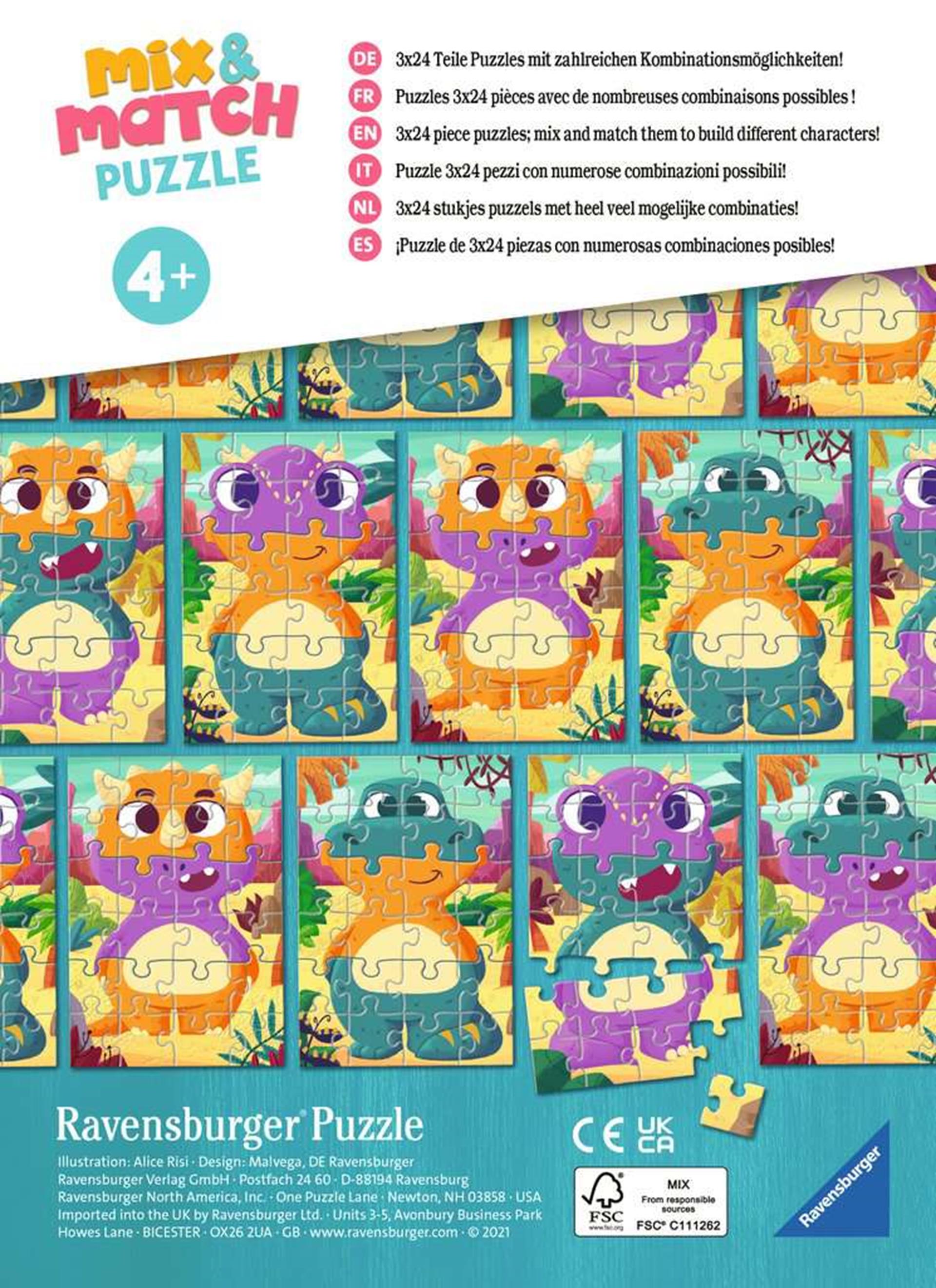 Ravensburger mix match puzzel dino's 24s