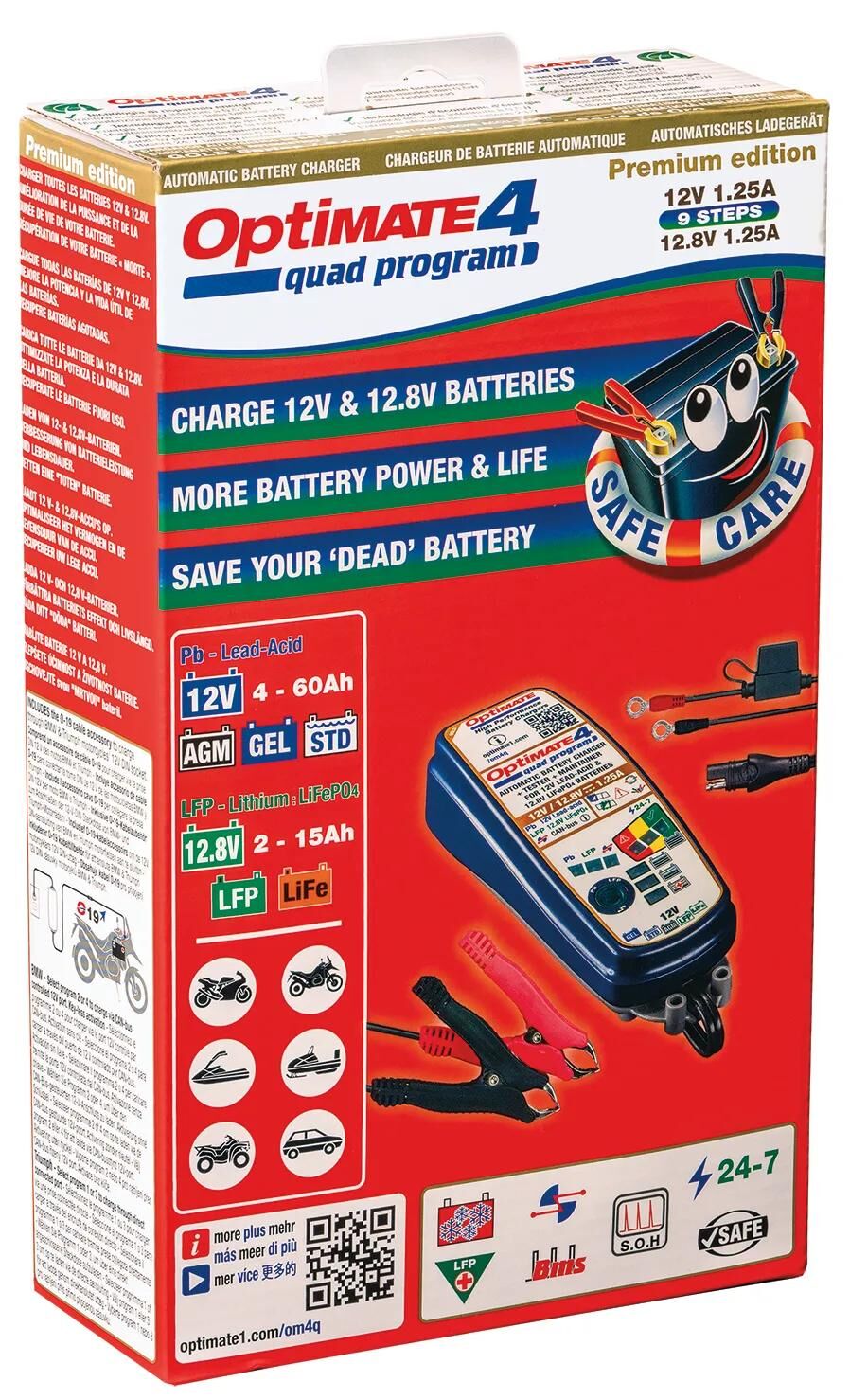Tecmate acculader optimate4 quad program optimate 4 charger quad program premium