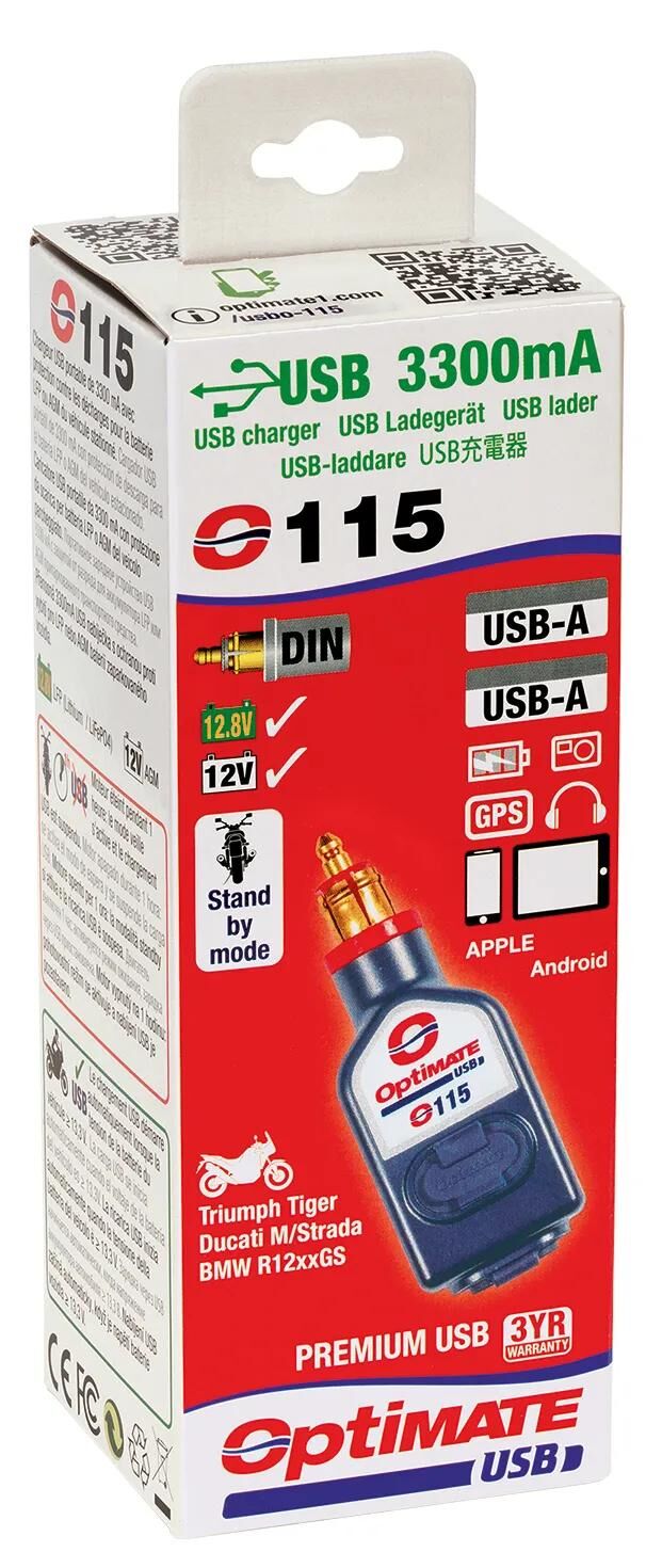 Tecmate usb-adapter usb charger optimate m. din stecker