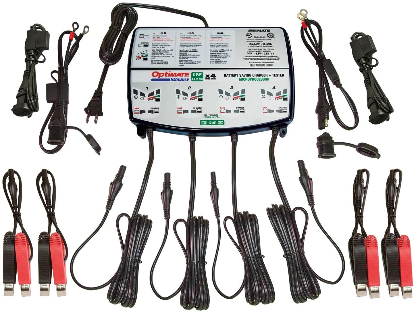 Tecmate batterieladegerät optimate lithium 4x0.8a optimate charger lithium 0.8v quad bank