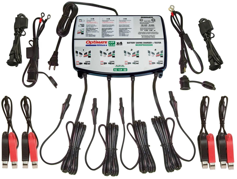 Tecmate acculader optimate lithium 4x0.8a optimate charger lithium 0.8v quad bank