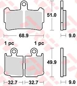 Trw remblokken mcb 828 brake pads sinter mcb 828 sv