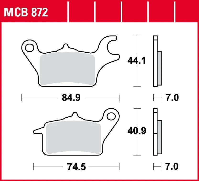 Trw remblokken mcb 872 brake pads organ. mcb 872