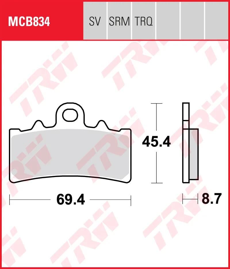 Trw remblokken mcb 834 brake pads sinter mcb 834 sv
