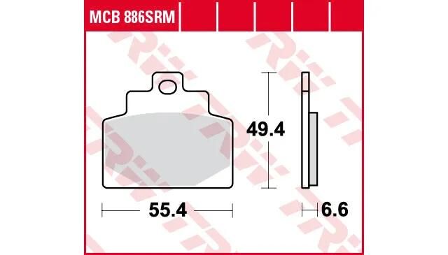 Trw remblokken mcb 886 brake pads sinter mcb 886 srm