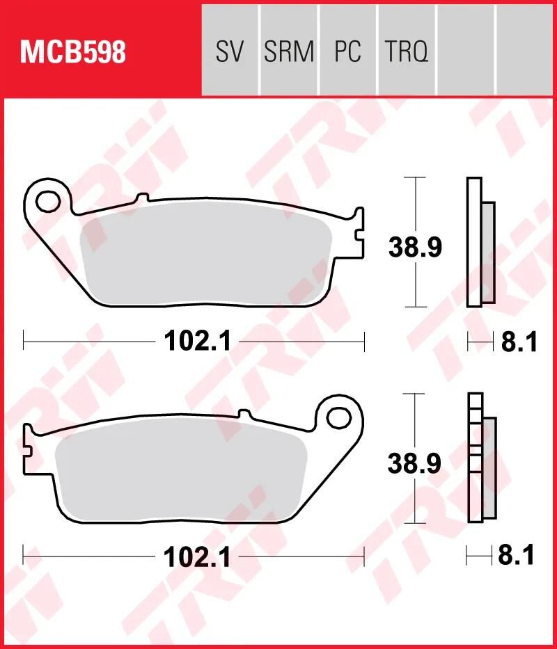 Trw remblokken mcb 598 brake pads org.perf. mcb 598