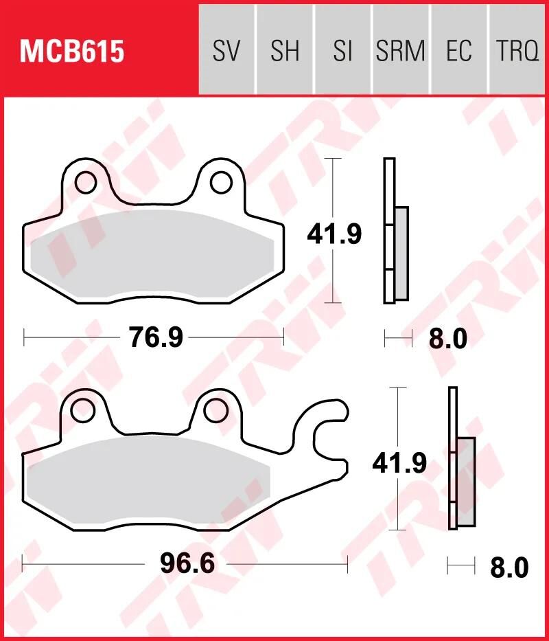 Trw remblokken mcb 615 brake pads sinter mcb 615 sv