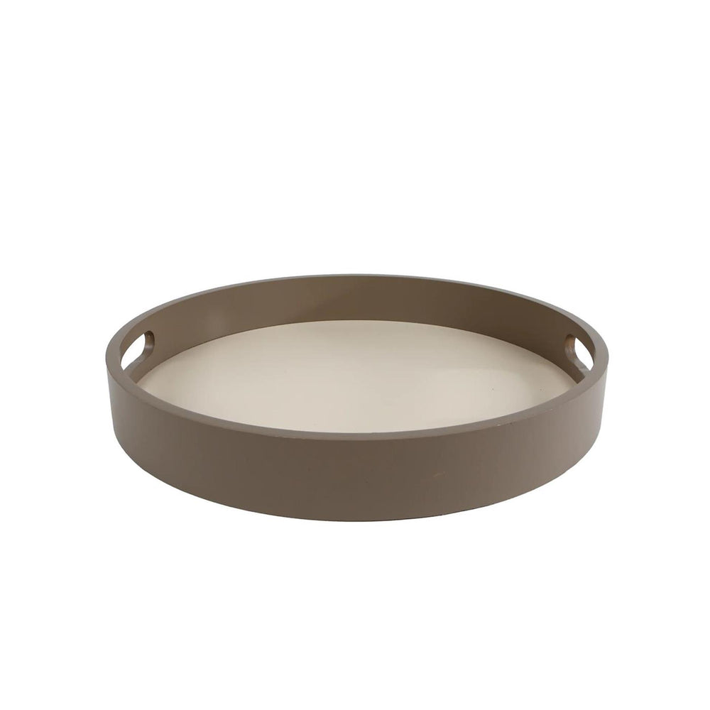 Dienblad bjarne rond off-white taupe hout 30x30x4cm