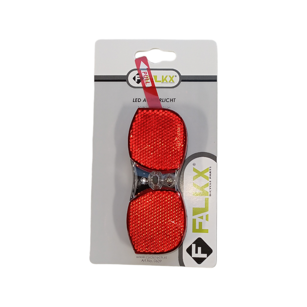 FALKX LED acterlicht. montage 50 80mm. incl batterijen (hangverpakking).