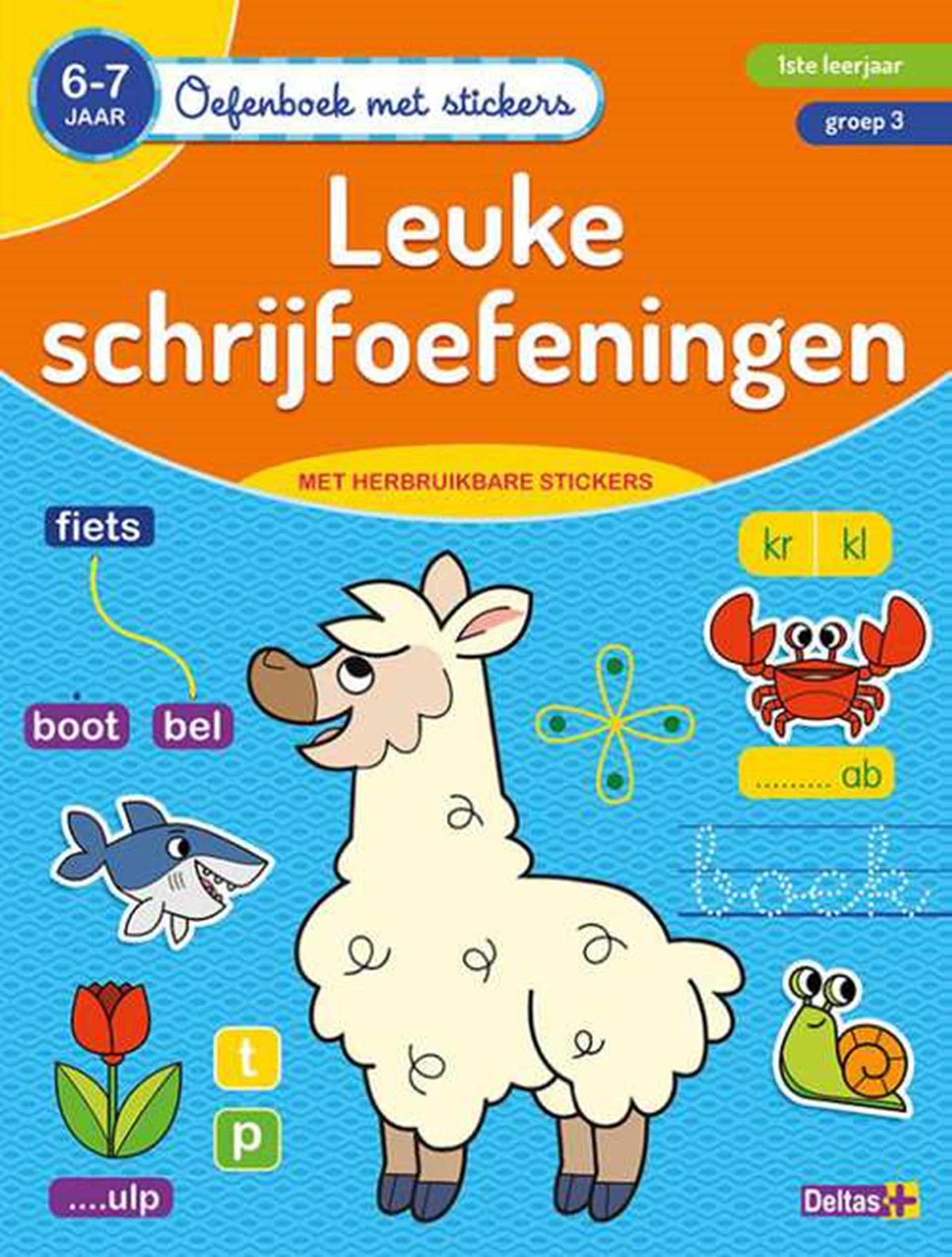 Deltas oefenboek met stickers - leuke schrijfoefeningen (6-7 jaar)