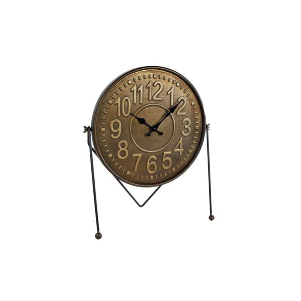 Cosydecor klok leo zwart goud metaal 39x18x45cm