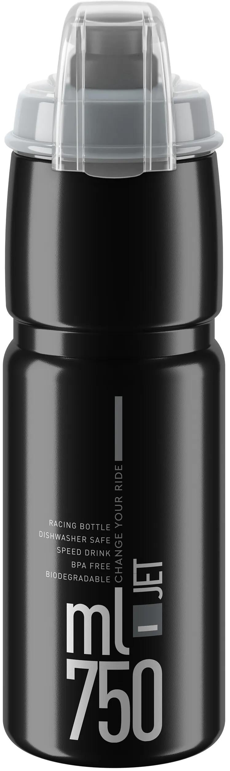 Elite bidon jet plus bottle jet plus 750ml black grey with cap