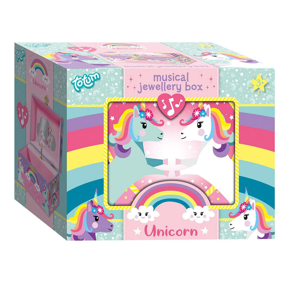 Totum unicorn sieradendoosje met muziek, juwelenkistje muziekdoosje met geluid | speelgoed meisjes - draaiende unicorn en spiegel cadeau tip peuter kleuter