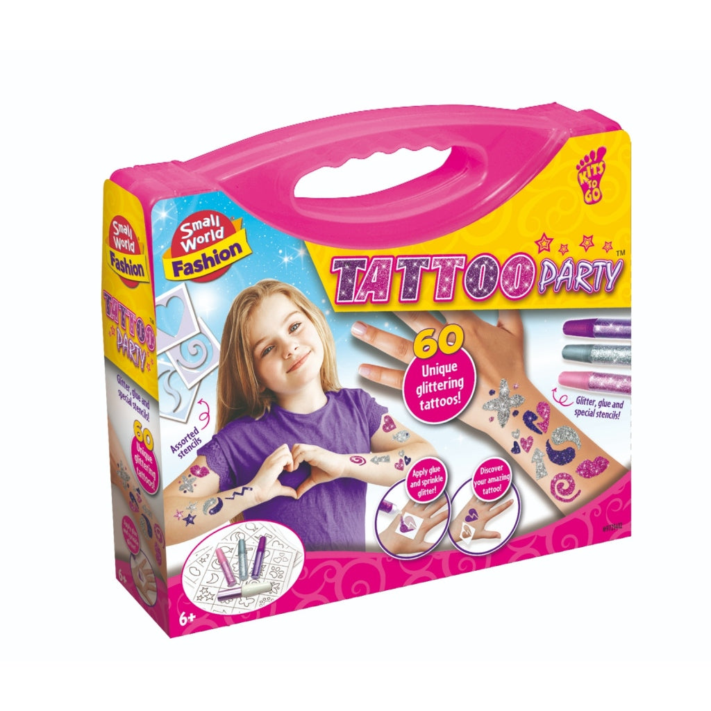 Klein wereld tattoo feestje in koffer