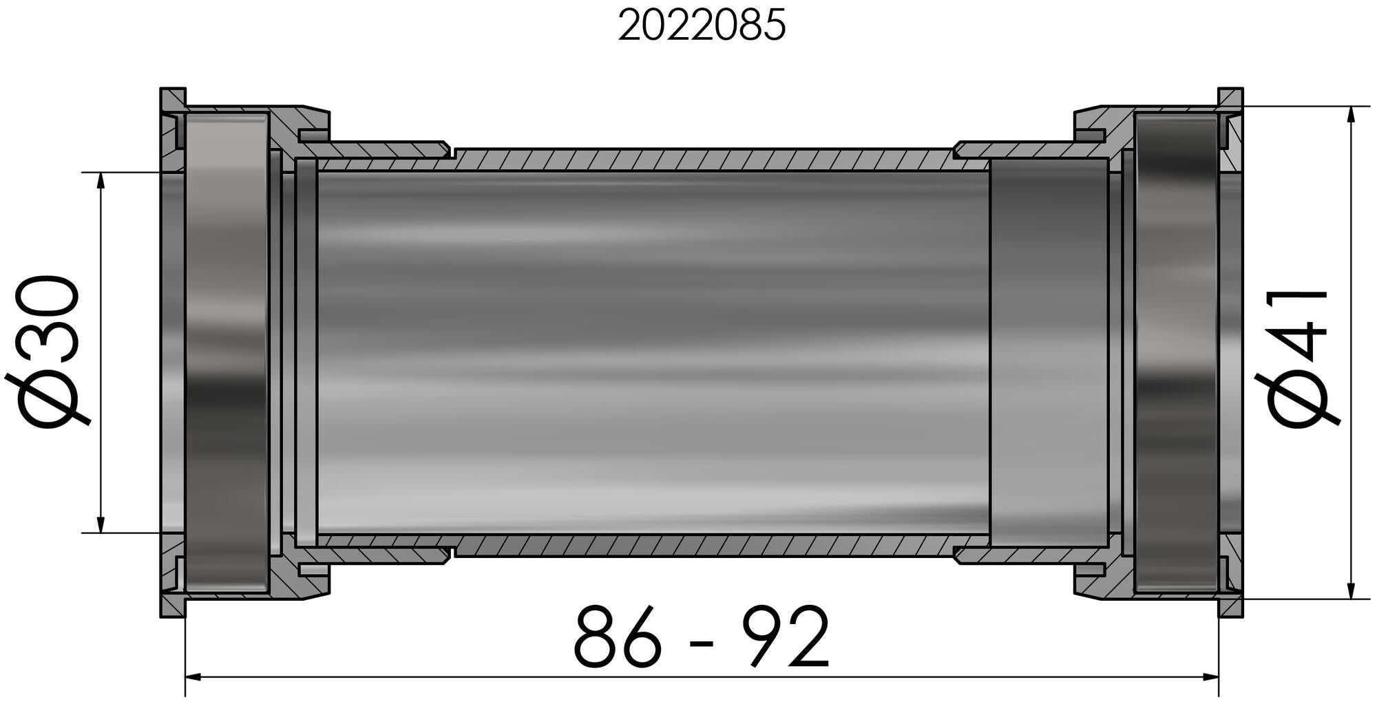 Elvedes trapas pressfit bb86 92 41mm voor 30mm