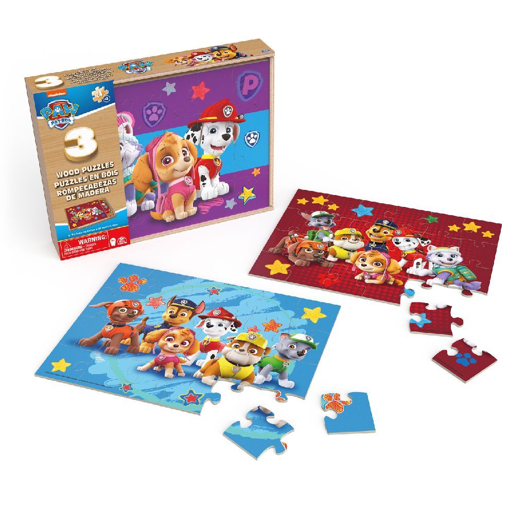 Paw Patrol 3in1 houten puzzel in doosje 3x24 stukjes