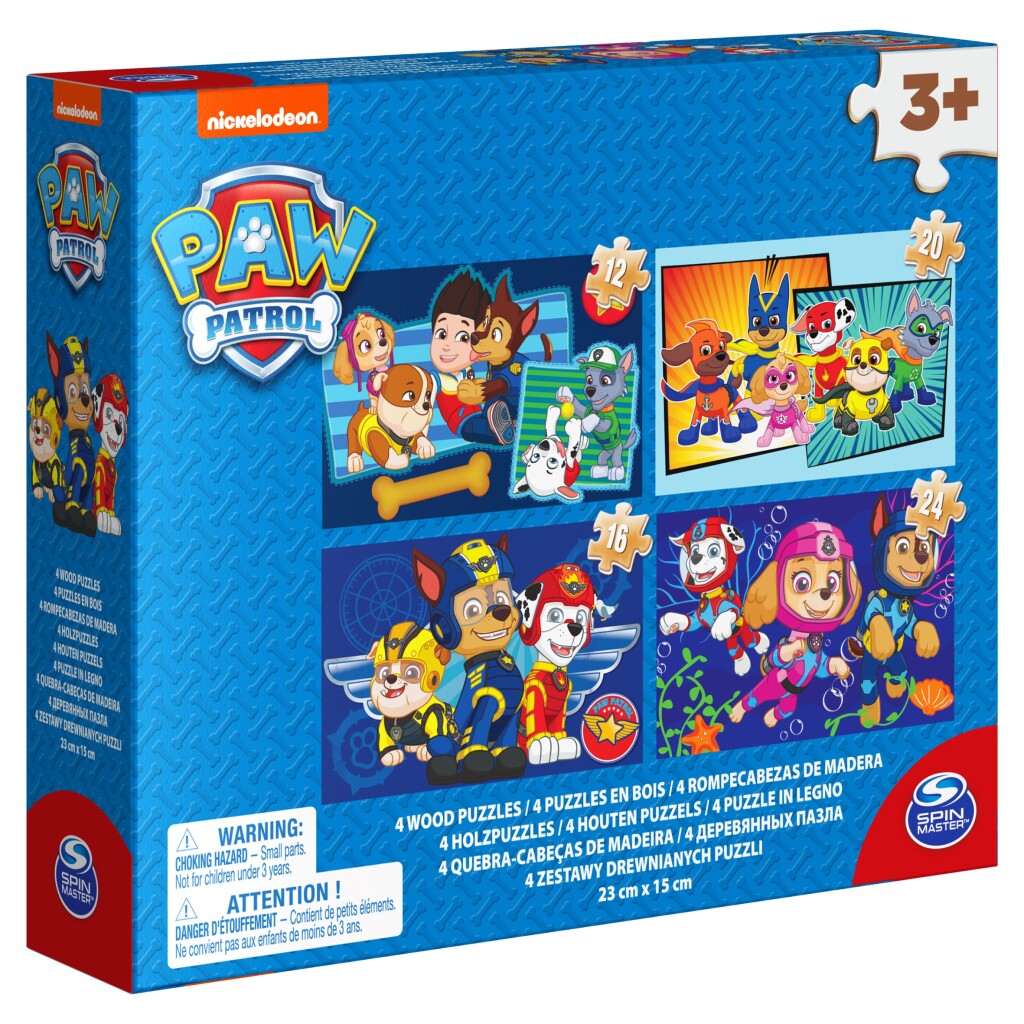 Paw Patrol schoenendoos 4 houten puzzels 12-16-20-24 stukjes
