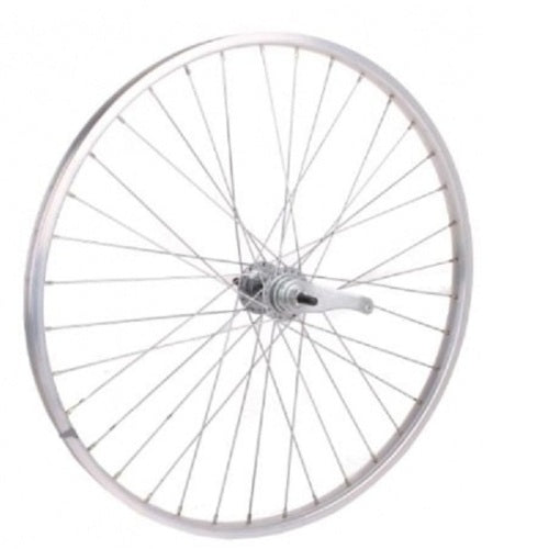 Shimano achterwiel 28 sp. alu spaak 13 basic zilver remnaaf