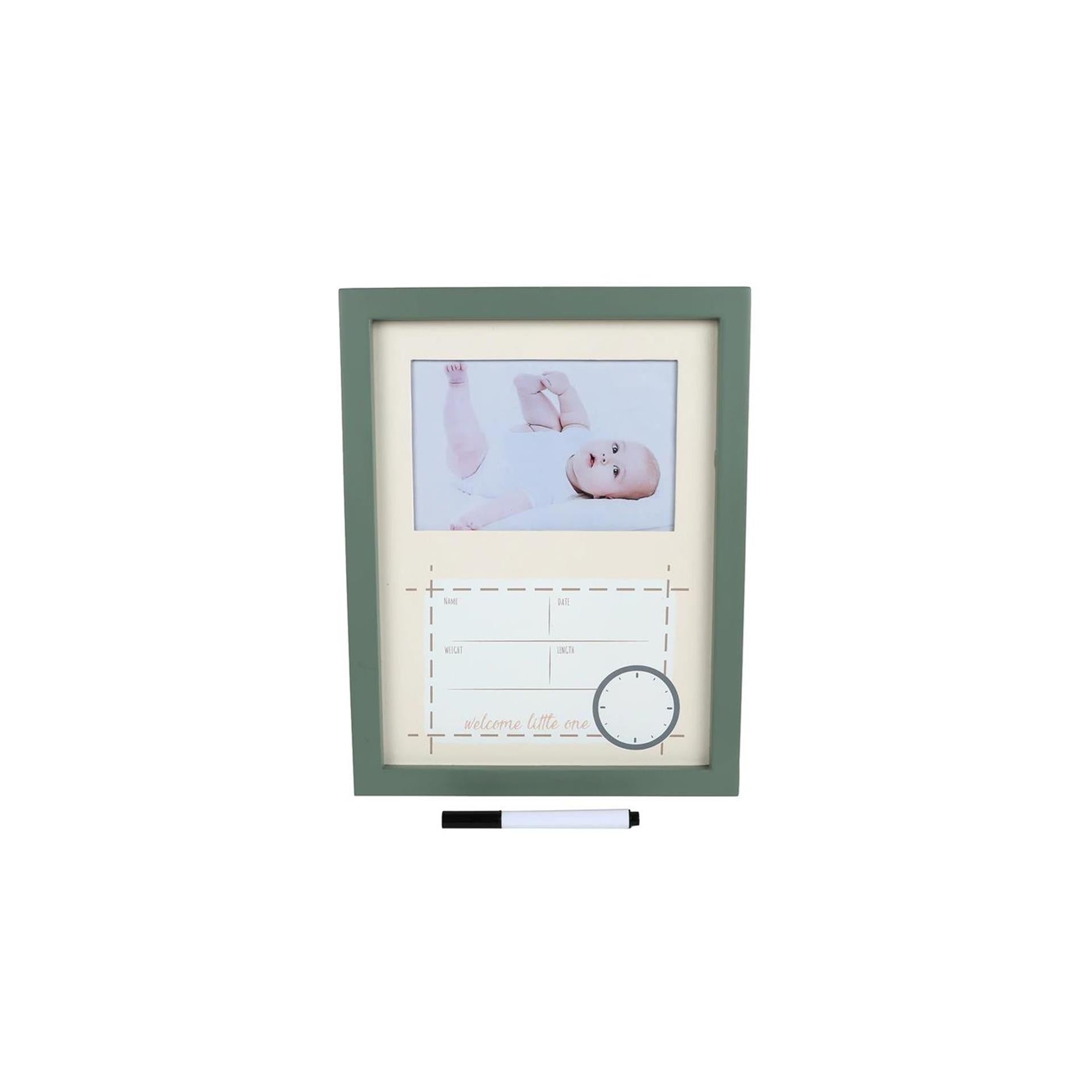 Fotolijst welcome little one m marker beige groen hout 21x27x1,5cm