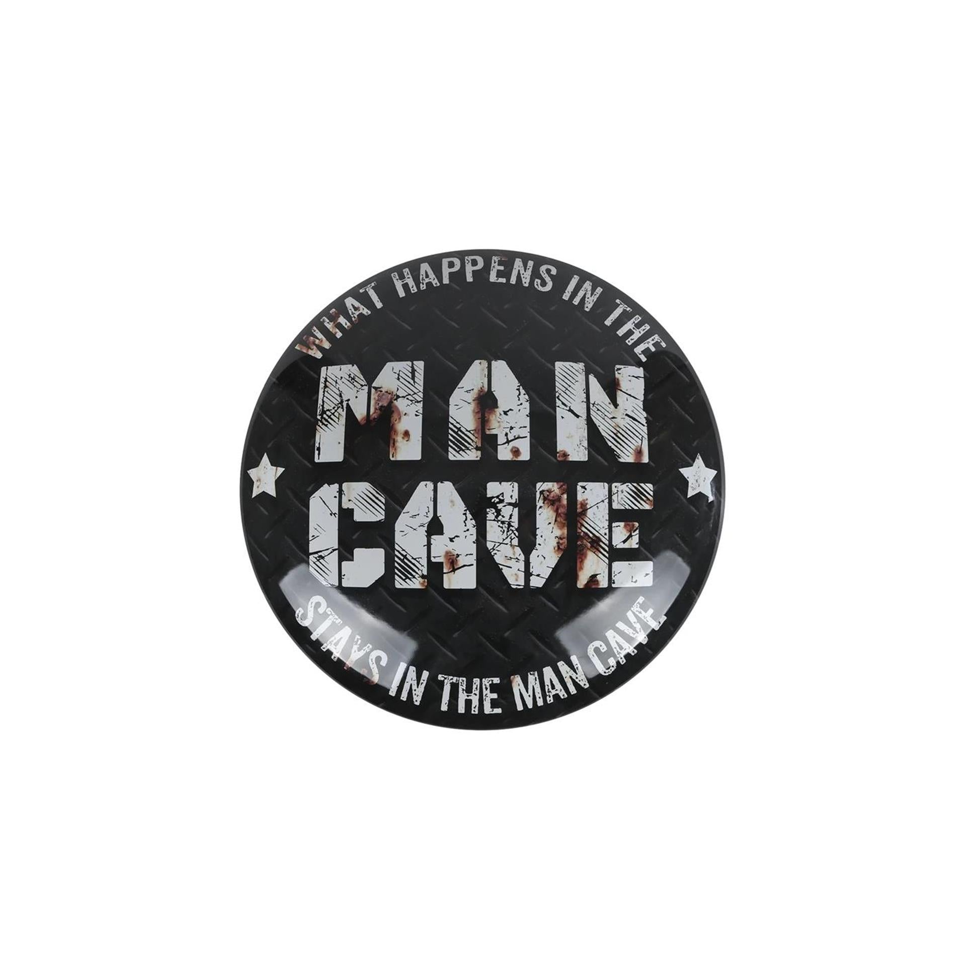 Wandbord mancave bol bruin zwart metaal 40x40cm